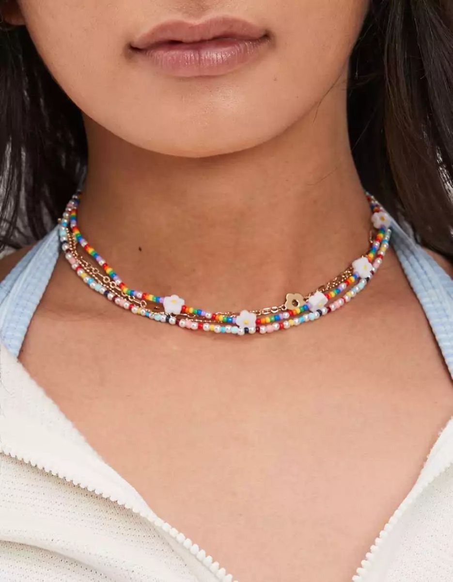 Bijoux American Eagle AEO Pride Rainbow Beaded Daisy Choker 4-Pack Multicolore Femme | WLR-33219411